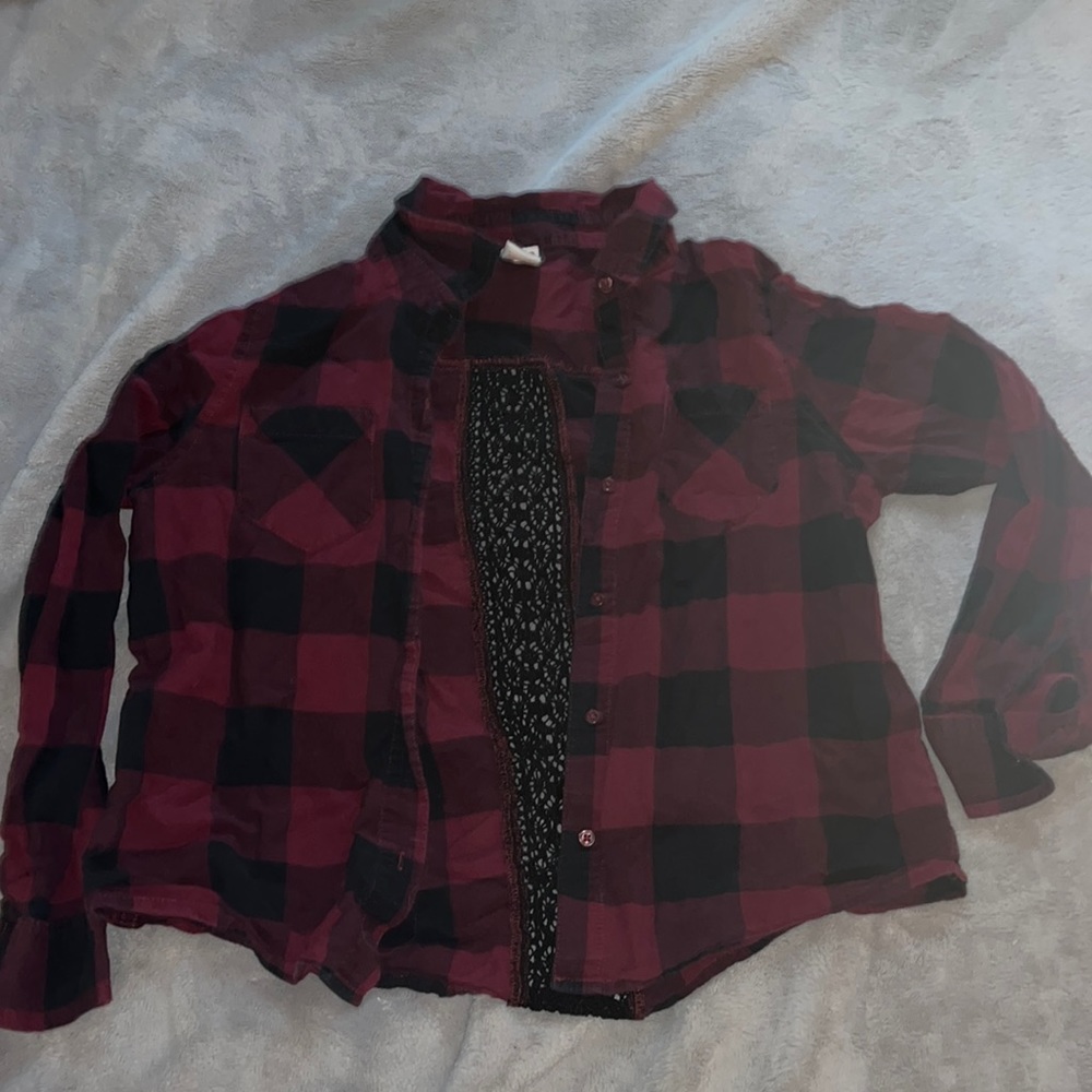 Flannel with design cut out in the back